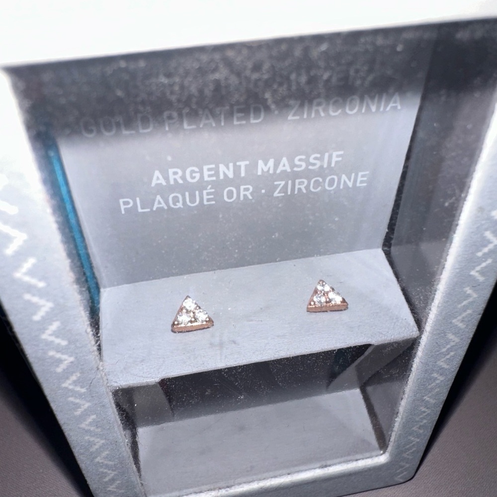 Sterling silver Gold plate rhinestone earrings